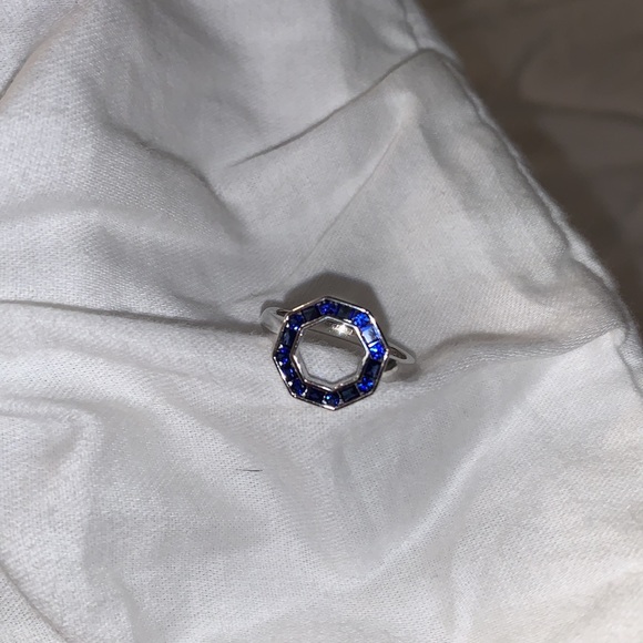 Lab Created Sapphire Halo Ring - Picture 5 of 6